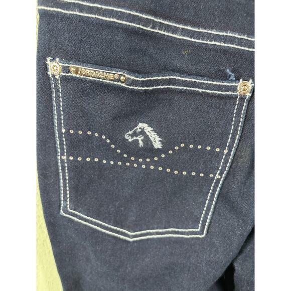 Jordache Women's 27 Blue Dark Wash Studded Rhinestone Stretch Pants Denim Jeans - Picture 7 of 14